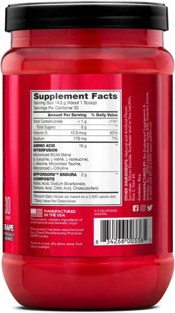 BSN Amino X Muscle Recovery & Endurance Powder with BCAAs, Intra Workout Support, 10 Grams of Amino Acids, Keto Friendly, Caffeine Free, Flavor: Grape, 30 Servings (Packaging May Vary) - Image 9