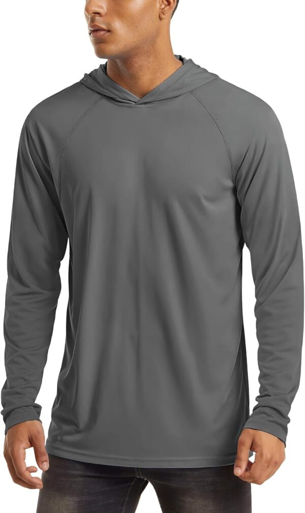 MAGCOMSEN Men's Hooded UPF 50+ Sun Protection T Shirts Long Sleeve Athletic Fishing Shirts Rash Guards - Image 2
