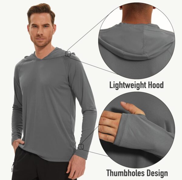 MAGCOMSEN Men's Hooded UPF 50+ Sun Protection T Shirts Long Sleeve Athletic Fishing Shirts Rash Guards - Image 6