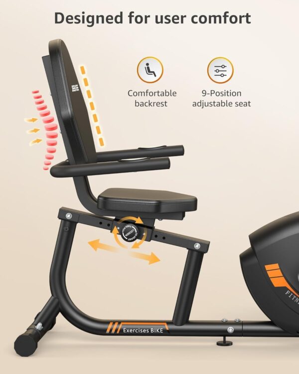 JEEKEE Recumbent Exercise Bike for Seniors,Stationary Bikes for Home, 300LB Capacity & 16 Levels Magnetic Resistance, Heart Rate Handle - Image 6