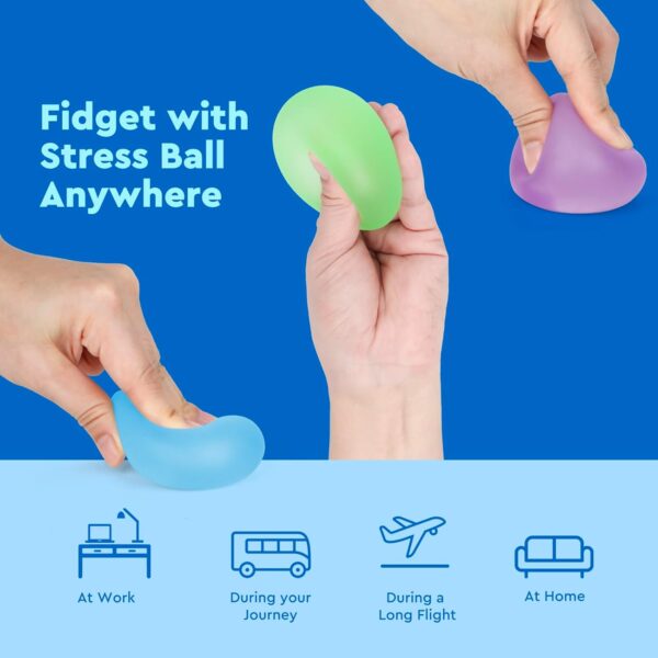 Stress Balls 3-Pack, Easter Basket Stuffers & Fidget Gifts, High Density and Ultra-Soft Memory Gel Filled, Squishy Fidget Toy, Squeeze Balls Sensory for Anxiety Stress Relief Cool Series - Image 6