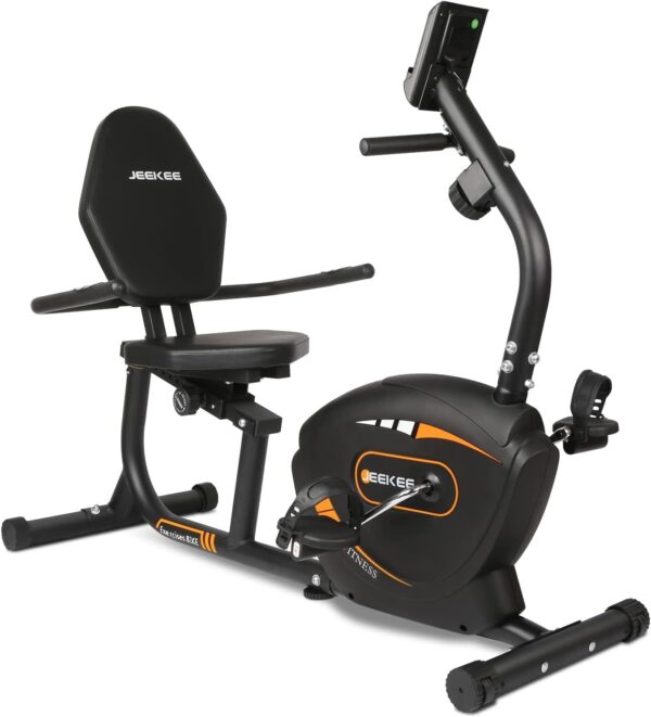 JEEKEE Recumbent Exercise Bike for Seniors,Stationary Bikes for Home, 300LB Capacity & 16 Levels Magnetic Resistance, Heart Rate Handle - Image 2