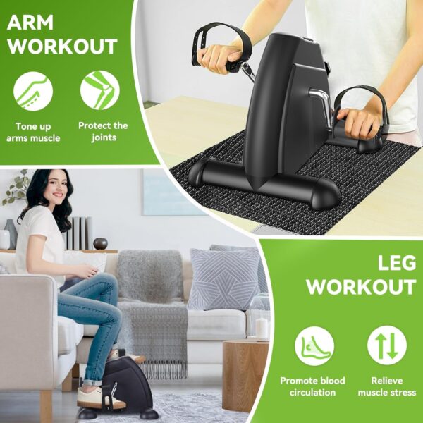 Under Desk Bike Pedal Exerciser, Mini Exercise Bike Portable Peddler Sitting for Seniors with LCD Display Sportneer Arm & Leg Bike Pedals Exerciser with Anti-Skid Mat for Home Office - Image 3