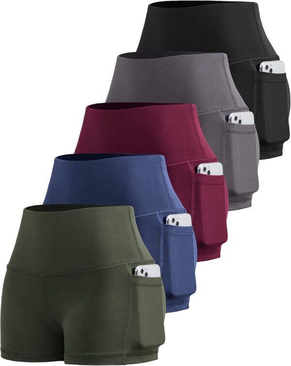LZYVOO Biker Spandex Shorts Women, High Waisted Tummy Control Workout Yoga Shorts with Pockets - Image 2