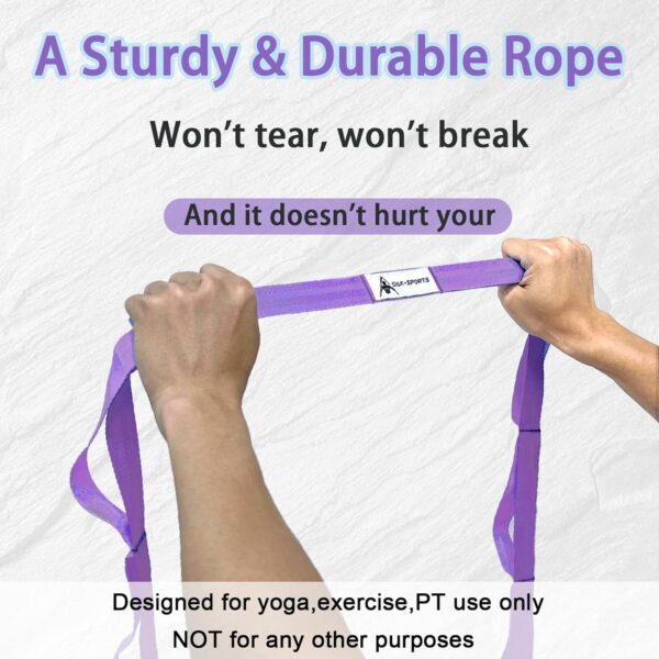 Stretching Strap Yoga Strap with Loops, Stretch Straps for Physical Therapy, Non-Elastic Exercise Strap for Pilates, Dance and Gymnastics with Workout Guide - Image 6