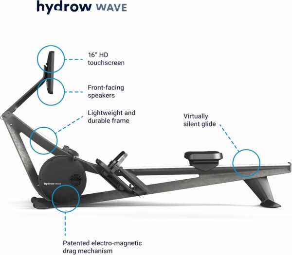 Hydrow Wave Rowing Machine with 16" HD Touchscreen & Speakers - Foldable | Live Home Workouts, Subscription Required - Image 6