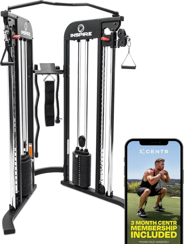 Inspire Fitness FTX Functional Trainer - Compact at Home Workout Machine with Accessories - Space Saving Design - Home Gym Cable Machine and Two 165 lb Weight Stacks - Image 2