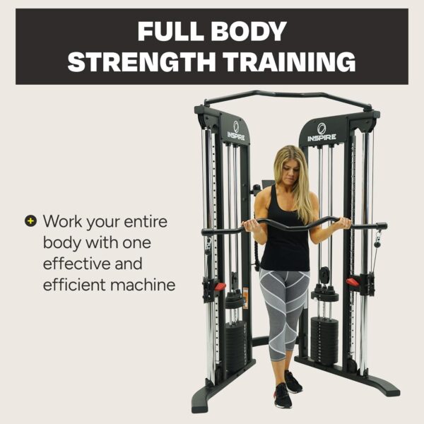 Inspire Fitness FTX Functional Trainer - Compact at Home Workout Machine with Accessories - Space Saving Design - Home Gym Cable Machine and Two 165 lb Weight Stacks - Image 4