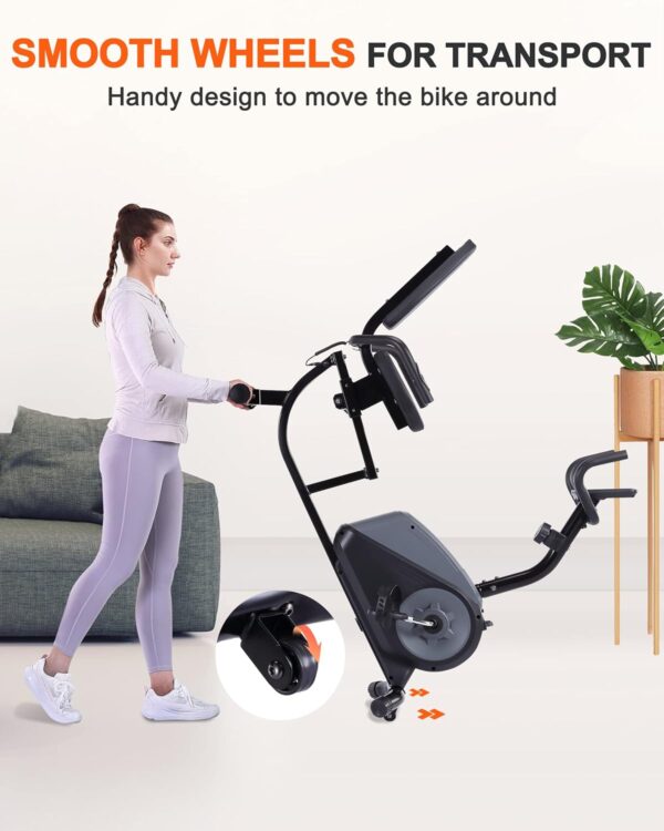 ECHANFIT Recumbent Exercise Bike with Bluetooth Connectivity, 16 Levels Magnetic Resistance and Pulse Rate Monitor for Seniors, Indoor Stationary Bike for Home Use, 350 LB Weight Capacity - Image 8