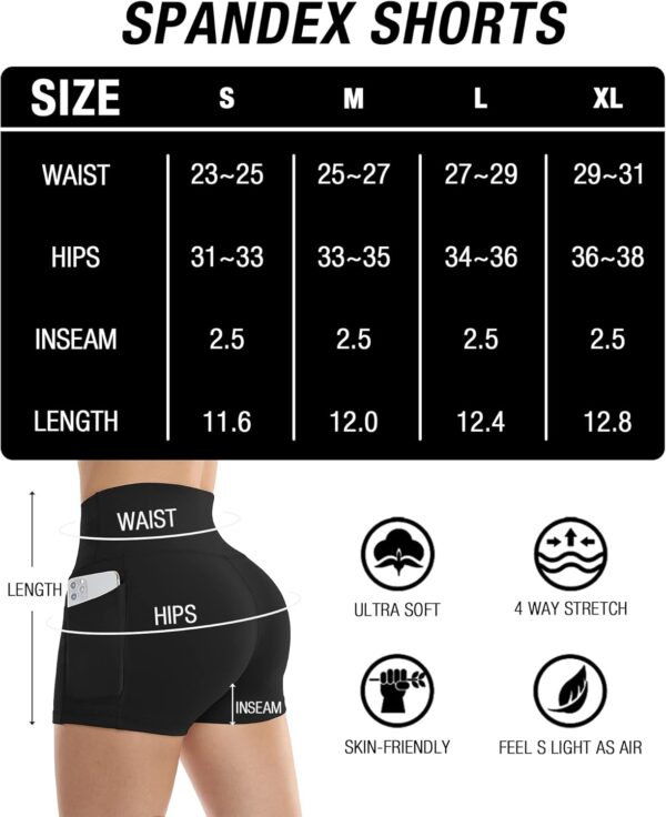 LZYVOO Biker Spandex Shorts Women, High Waisted Tummy Control Workout Yoga Shorts with Pockets - Image 7