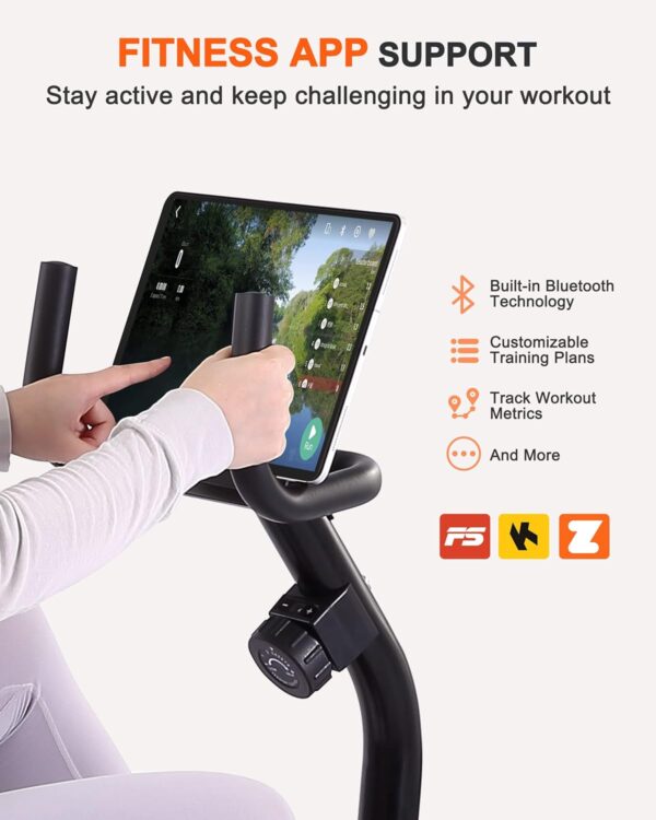 ECHANFIT Recumbent Exercise Bike with Bluetooth Connectivity, 16 Levels Magnetic Resistance and Pulse Rate Monitor for Seniors, Indoor Stationary Bike for Home Use, 350 LB Weight Capacity - Image 3