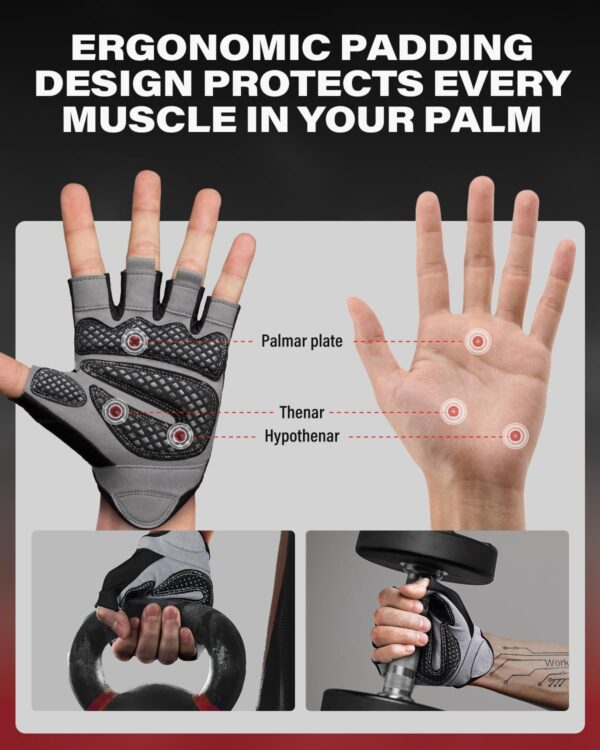 VINSGUIR Workout Gloves for Men and Women, Weight Lifting Gloves with Excellent Grip, Lightweight Gym Gloves for Weightlifting, Cycling, Exercise, Training, Pull ups, Fitness, Climbing and Rowing - Image 5