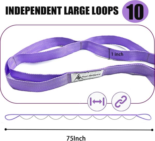 Stretching Strap Yoga Strap with Loops, Stretch Straps for Physical Therapy, Non-Elastic Exercise Strap for Pilates, Dance and Gymnastics with Workout Guide - Image 4