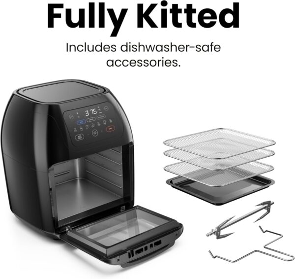 CHEFMAN Multifunctional Digital Air Fryer+ Rotisserie, Dehydrator, Convection Oven, 17 Touch Screen Presets Fry, Roast, Dehydrate, Bake, XL 10L Family Size, Auto Shutoff, Large Easy-View Window, Black - Image 9