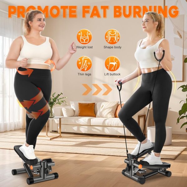 Stair Steppers for Excercise at Home, Mini Stepper with Resistance Bands & LCD Monitor, Hydraulic Fitness Stepper Machine with 330LBS Weight Capacity, Stair Stepper for Home Full Body Workout - Image 3