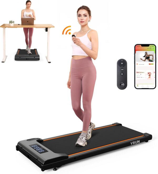 Walking Pad Under Desk Treadmill, 2.5HP Quiet Brushless Small Treadmill for Home and Office, Compact Portable Walking pad with Remote & App Control for Walking and Jogging - Image 2