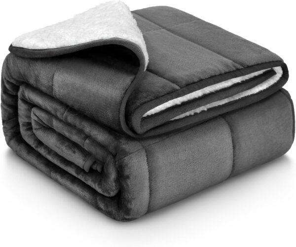 Weighted Blanket Twin Size 10 Pounds 48x72 inches, Sherpa Fleece Throw Blanket for Teens with Soft Plush Flannel Top, Fuzzy Fluffy Cozy Warm and Thick Heavy Blanket for Winter - Image 9