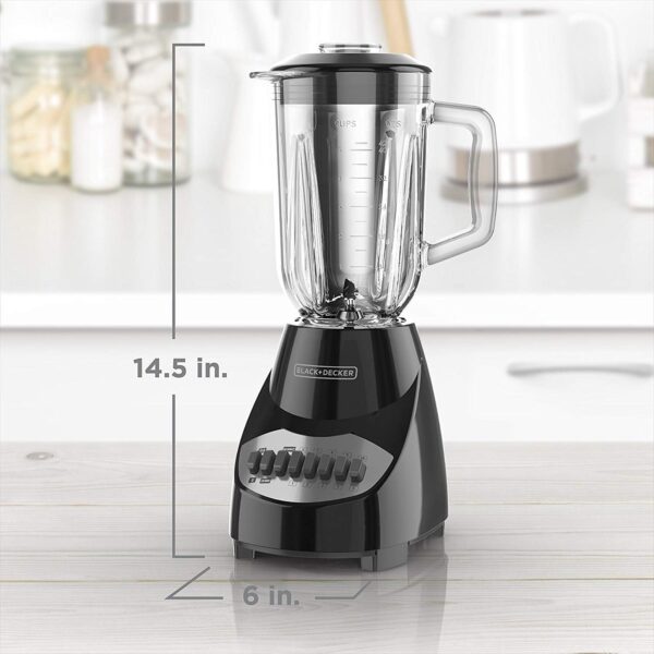 BLACK+DECKER 10-Speed Countertop Blender, BL2010BG, 6-Cup Glass Jar, Dishwasher-Safe, Stainless Steel Blade, Suction Feet - Image 4