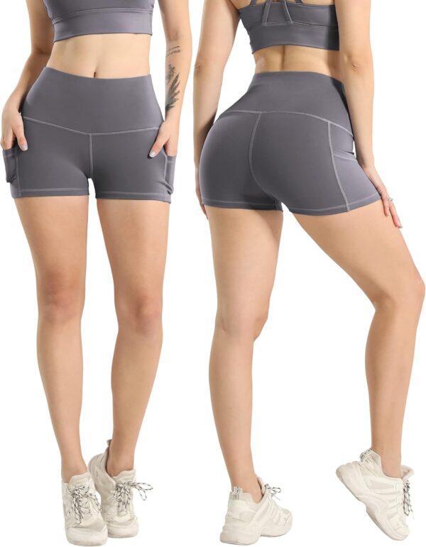 LZYVOO Biker Spandex Shorts Women, High Waisted Tummy Control Workout Yoga Shorts with Pockets - Image 5