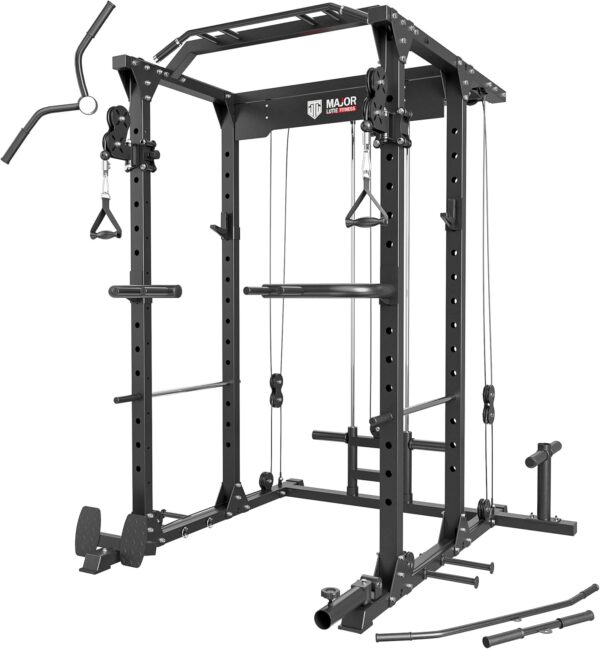 MAJOR LUTIE Power Cage, PLM03 1400 lbs Multi-Function Power Rack with Adjustable Cable Crossover System and More Training Attachment - Image 2