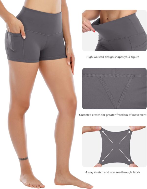 LZYVOO Biker Spandex Shorts Women, High Waisted Tummy Control Workout Yoga Shorts with Pockets - Image 4