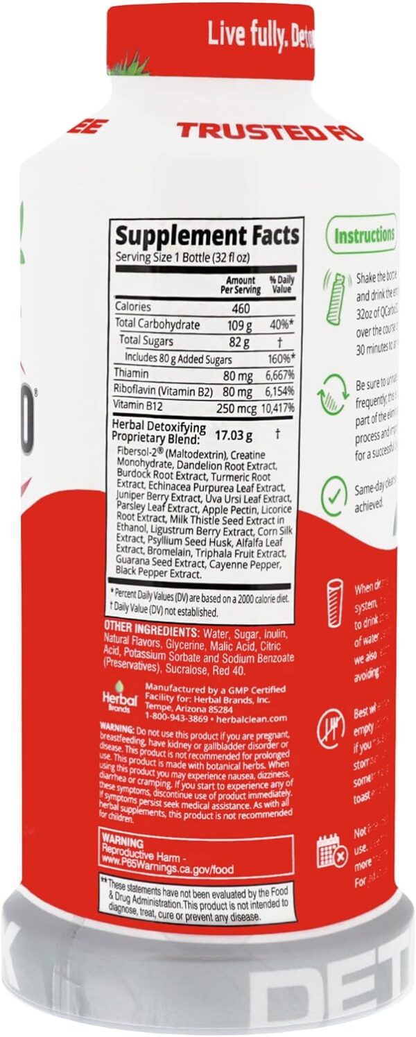 Herbal Clean QCarbo32 Same-Day Premium Detox Drink, Tropical Flavor, 32 Fl Oz - Image 3