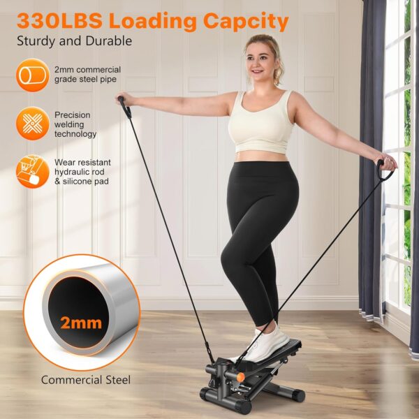 Stair Steppers for Excercise at Home, Mini Stepper with Resistance Bands & LCD Monitor, Hydraulic Fitness Stepper Machine with 330LBS Weight Capacity, Stair Stepper for Home Full Body Workout - Image 5