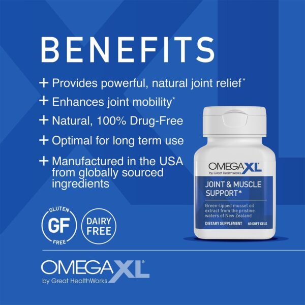 OmegaXL Joint Support Supplement - Natural Muscle Support, Green Lipped Mussel Oil, Soft Gel Pills, Drug-Free, 120 Count - Image 4