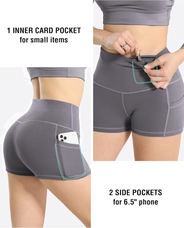 LZYVOO Biker Spandex Shorts Women, High Waisted Tummy Control Workout Yoga Shorts with Pockets - Image 3