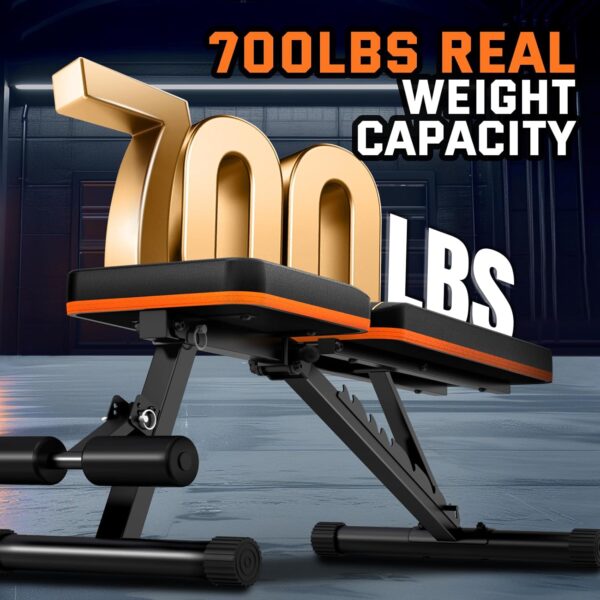 Lusper Weight Bench for Home Gym, Adjustable and Foldable 700LB/800LB Weight Bench, Multi-Purpose Workout Bench for Bench Press Sit up Incline Flat Decline - Image 3