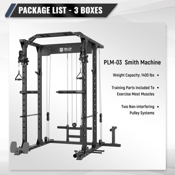 MAJOR LUTIE Power Cage, PLM03 1400 lbs Multi-Function Power Rack with Adjustable Cable Crossover System and More Training Attachment - Image 7