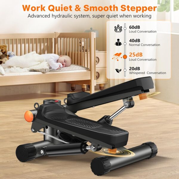 Stair Steppers for Excercise at Home, Mini Stepper with Resistance Bands & LCD Monitor, Hydraulic Fitness Stepper Machine with 330LBS Weight Capacity, Stair Stepper for Home Full Body Workout - Image 8