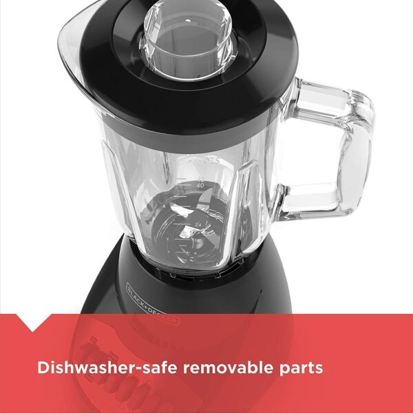 BLACK+DECKER 10-Speed Countertop Blender, BL2010BG, 6-Cup Glass Jar, Dishwasher-Safe, Stainless Steel Blade, Suction Feet - Image 8