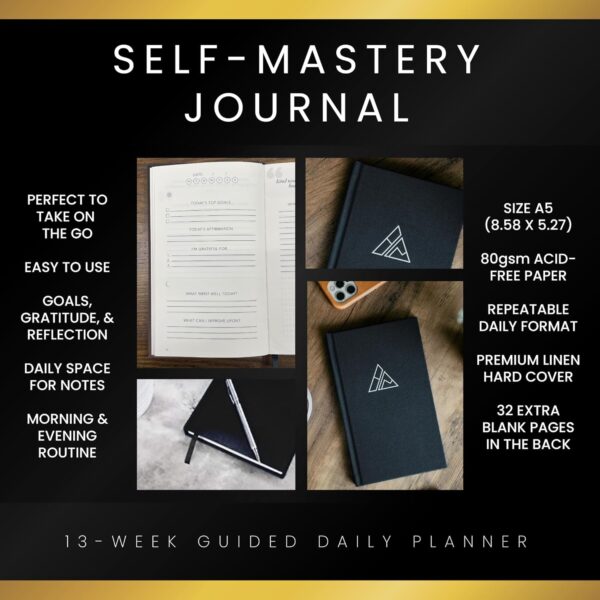Self-Mastery Journal for Men - Daily Productivity Journal for Happiness, Gratitude, Mindfulness, Self Care & Reflection – Goal / Guided Journal for Men & Women – Inspirational Journal - Image 4