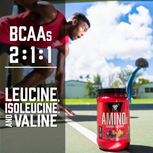 BSN Amino X Muscle Recovery & Endurance Powder with BCAAs, Intra Workout Support, 10 Grams of Amino Acids, Keto Friendly, Caffeine Free, Flavor: Grape, 30 Servings (Packaging May Vary) - Image 6