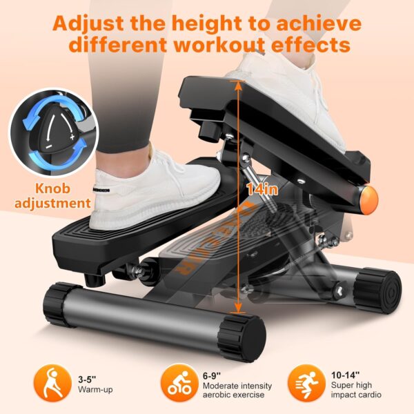 Stair Steppers for Excercise at Home, Mini Stepper with Resistance Bands & LCD Monitor, Hydraulic Fitness Stepper Machine with 330LBS Weight Capacity, Stair Stepper for Home Full Body Workout - Image 4