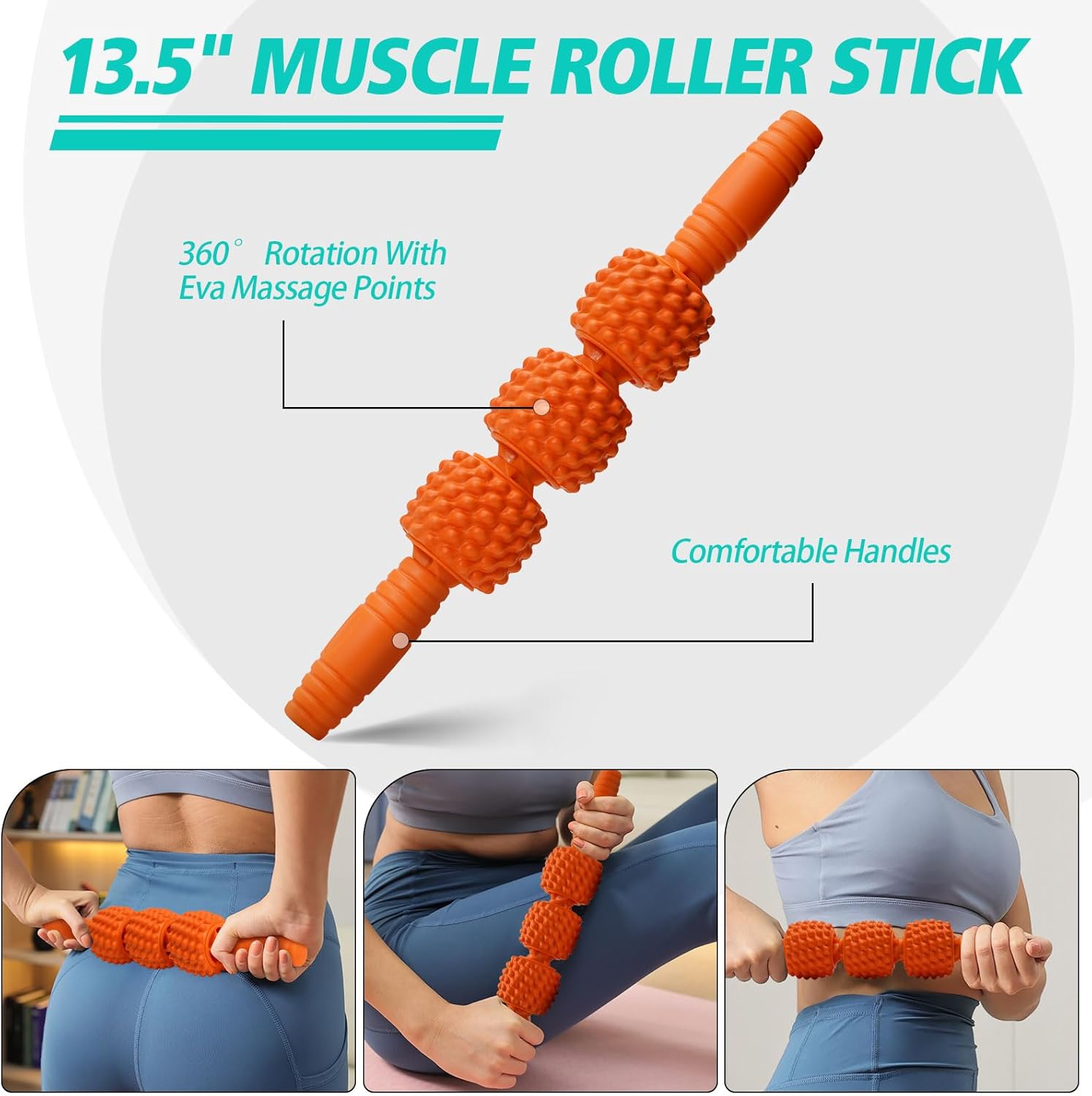5 in 1 Foam Roller Set Muscle Massage Foam Ripple Roller for Deep Tissue Massage of The Back and Leg Muscles, Relieves Muscle Pain & Tightness, Improves Mobility (Orange) - Image 4