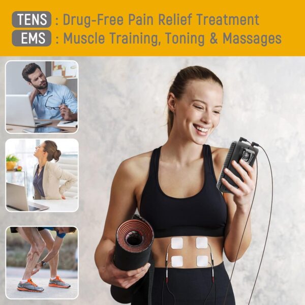 iSTIM EV-805 TENS EMS 4 Channel Rechargeable Combo Machine Unit - Muscle Stimulator + Back Pain Relief and Management- 24 Programs/Backlit (Including Electrodes Pads) - Image 6