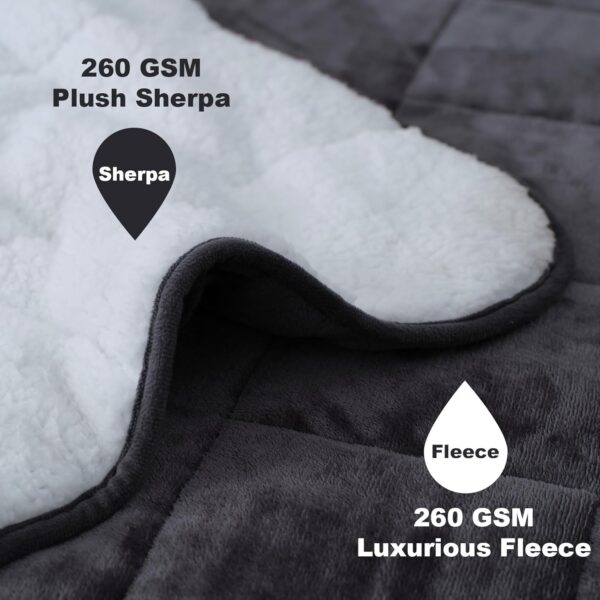 Weighted Blanket Twin Size 10 Pounds 48x72 inches, Sherpa Fleece Throw Blanket for Teens with Soft Plush Flannel Top, Fuzzy Fluffy Cozy Warm and Thick Heavy Blanket for Winter - Image 3