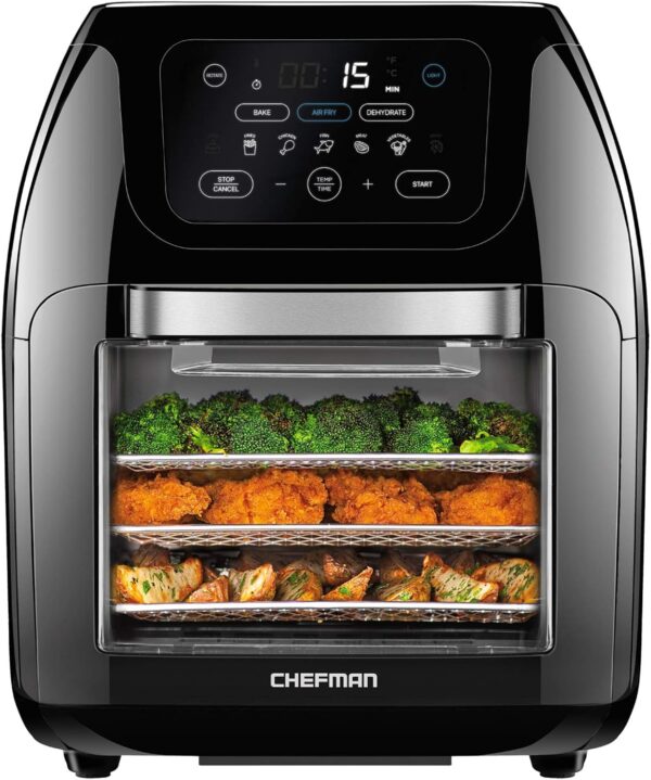 CHEFMAN Multifunctional Digital Air Fryer+ Rotisserie, Dehydrator, Convection Oven, 17 Touch Screen Presets Fry, Roast, Dehydrate, Bake, XL 10L Family Size, Auto Shutoff, Large Easy-View Window, Black - Image 2
