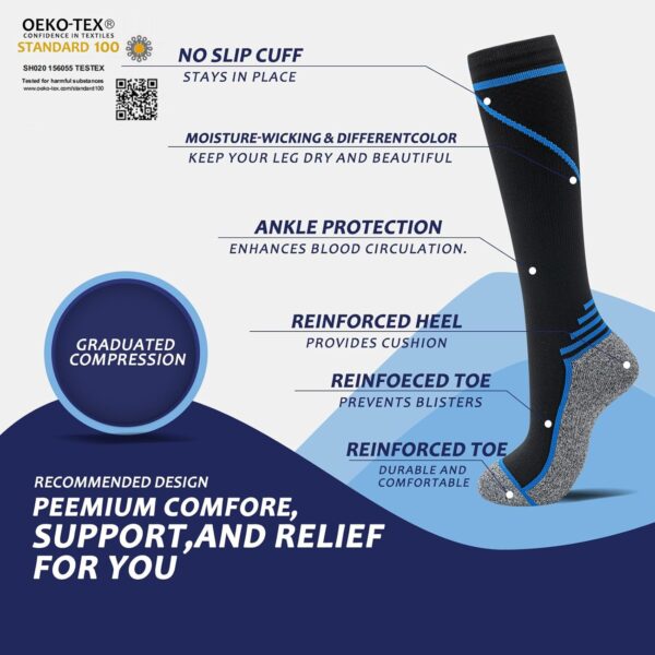 fenglaoda 8 Pairs Compression Socks for Men & Women 20-30 mmHg Knee High Nurse Pregnant Running Medical and Travel Athletic - Image 4