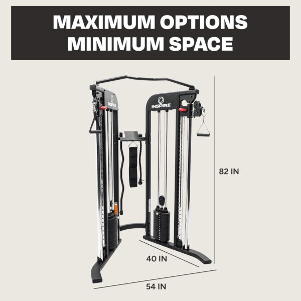 Inspire Fitness FTX Functional Trainer - Compact at Home Workout Machine with Accessories - Space Saving Design - Home Gym Cable Machine and Two 165 lb Weight Stacks - Image 7