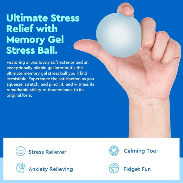 Stress Balls 3-Pack, Easter Basket Stuffers & Fidget Gifts, High Density and Ultra-Soft Memory Gel Filled, Squishy Fidget Toy, Squeeze Balls Sensory for Anxiety Stress Relief Cool Series - Image 4