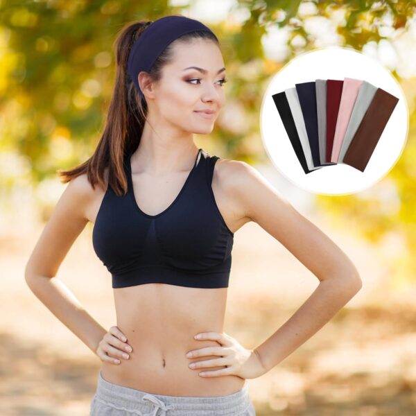 8 Pack Sport Headbands for Women, Elastic Soft Fabric Non-Slip Hair Bands Hair Warp for Daily Workout Yoga Running Sports - Image 7