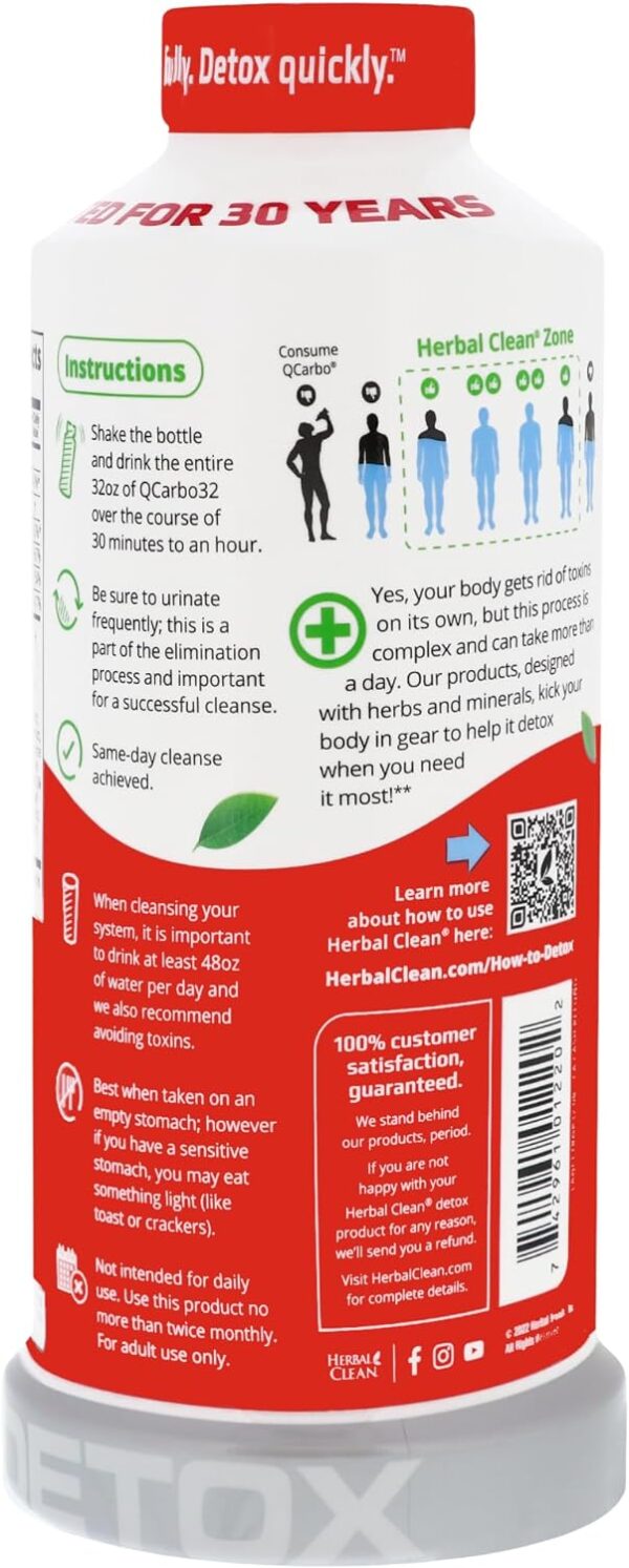 Herbal Clean QCarbo32 Same-Day Premium Detox Drink, Tropical Flavor, 32 Fl Oz - Image 4