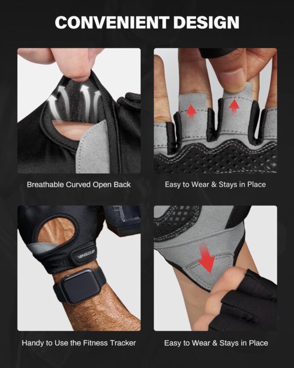VINSGUIR Workout Gloves for Men and Women, Weight Lifting Gloves with Excellent Grip, Lightweight Gym Gloves for Weightlifting, Cycling, Exercise, Training, Pull ups, Fitness, Climbing and Rowing - Image 6