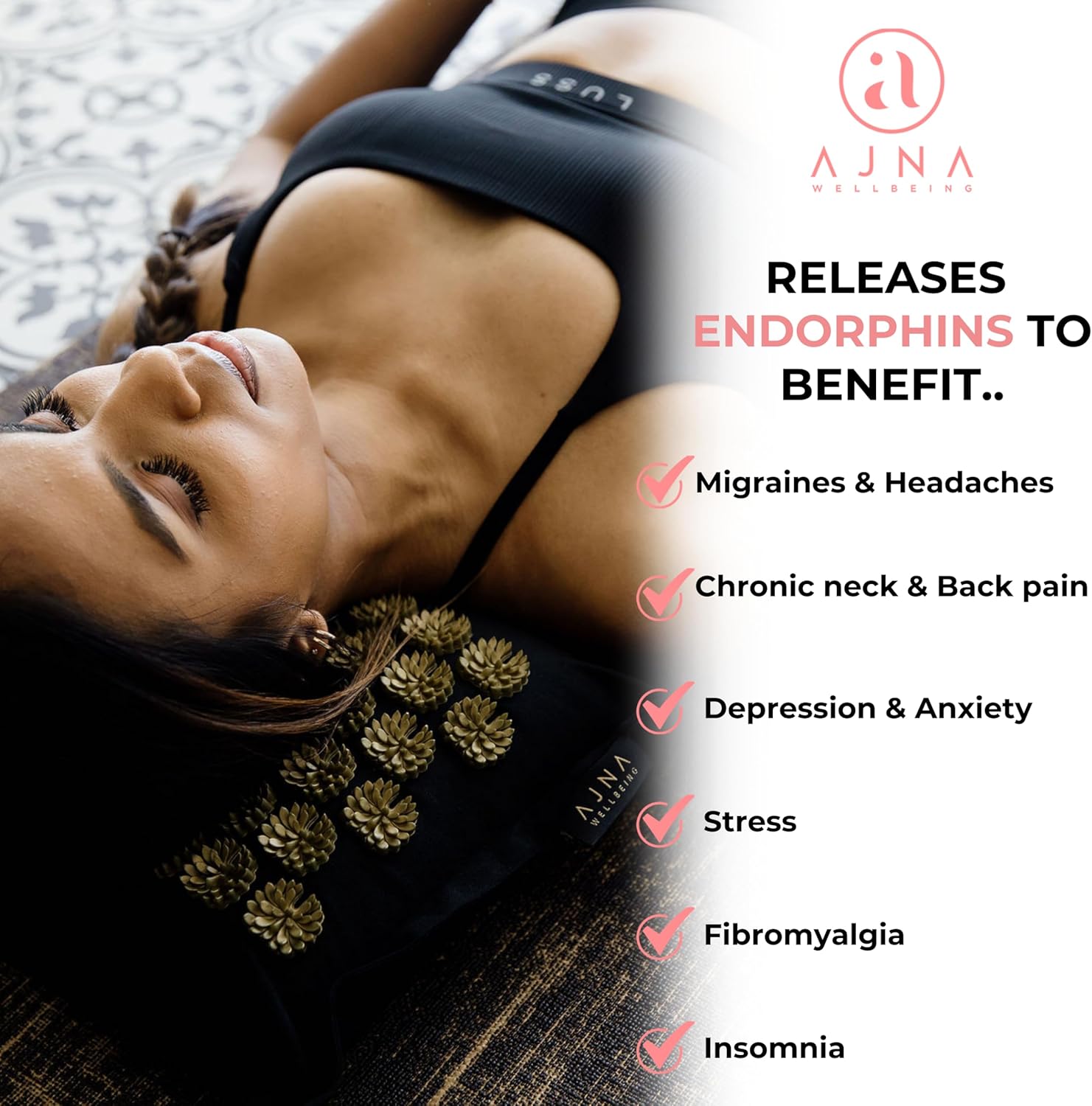 Ajna Acupressure Mat and Pillow Set - Natural Organic Linen Cotton Acupuncture Mat & Bag - Back Pain Relief, Neck Pain Relief, Stress Reliever, Reflexology, Sciatica, Trigger Point Therapy - Eco Luxe - Image 6