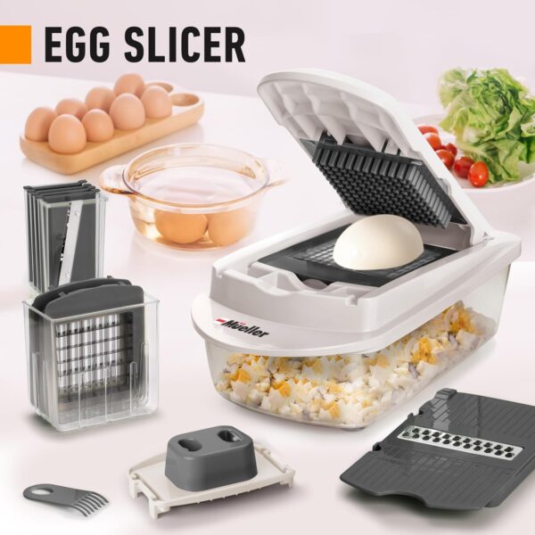 Mueller Pro-Series 10-in-1, 8 Blade Vegetable Chopper, Onion Mincer, Cutter, Dicer, Egg Slicer with Container, French Fry Cutter Potatoe Slicer, Home Essentials & Kitchen Gadgets, Salad Chopper - Image 8