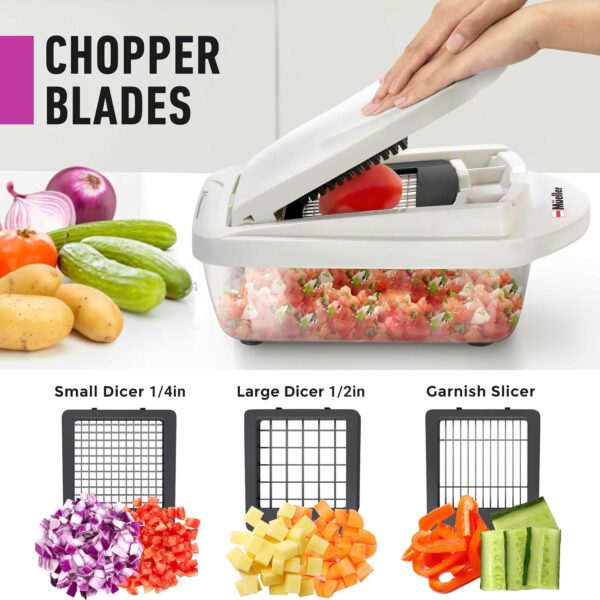 Mueller Pro-Series 10-in-1, 8 Blade Vegetable Chopper, Onion Mincer, Cutter, Dicer, Egg Slicer with Container, French Fry Cutter Potatoe Slicer, Home Essentials & Kitchen Gadgets, Salad Chopper - Image 5