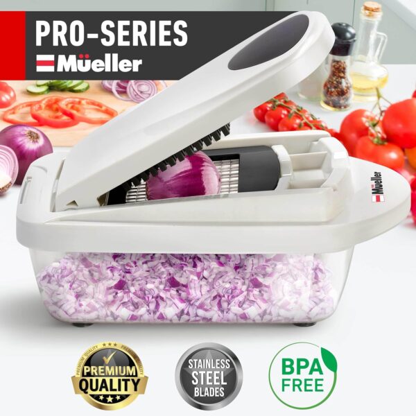 Mueller Pro-Series 10-in-1, 8 Blade Vegetable Chopper, Onion Mincer, Cutter, Dicer, Egg Slicer with Container, French Fry Cutter Potatoe Slicer, Home Essentials & Kitchen Gadgets, Salad Chopper - Image 3